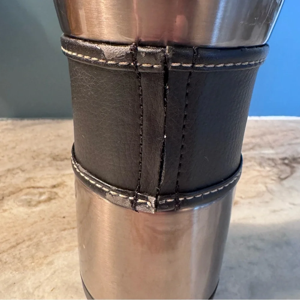 Vintage - Starbucks - Brushed Stainless - Faux Leather - Travel Tumbler